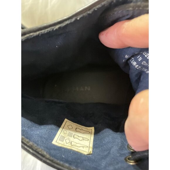 Mens Black Lace-Up Ankle Boots Size 42 With Suede & Canvas Uppers Durable Rubber - Picture 8 of 9